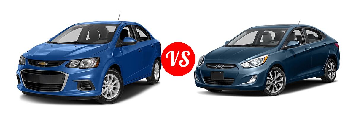 2017 Chevrolet Sonic Sedan LS / LT / Premier vs. 2017 Hyundai Accent Sedan Value Edition - Front Left Comparison
