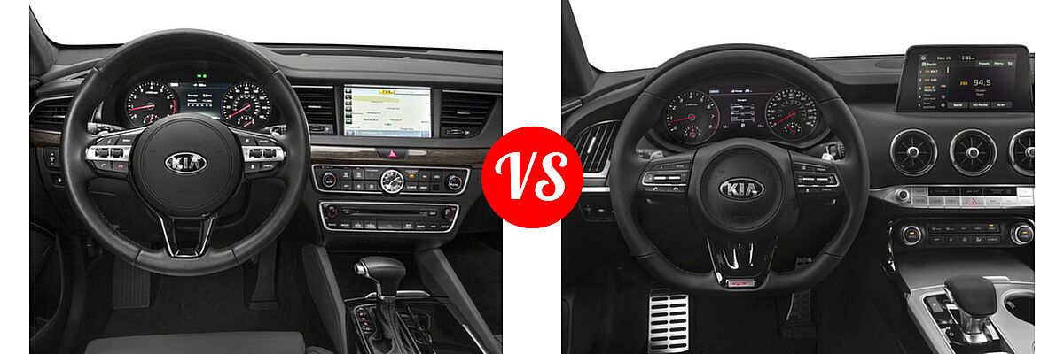 2018 Kia Cadenza Sedan Limited vs. 2018 Kia Stinger Sedan GT / GT1 / GT2 / Premium - Dashboard Comparison
