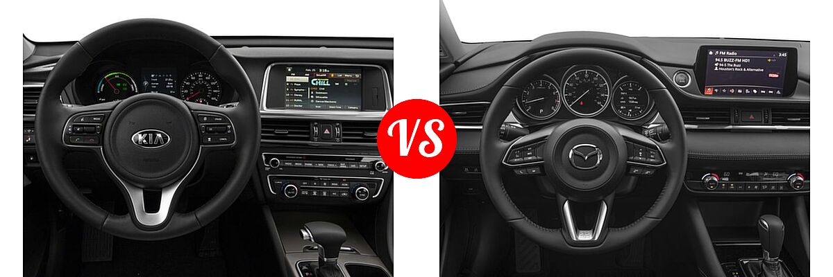 2018 Kia Optima Hybrid Sedan EX / Premium vs. 2018 Mazda 6 Sedan Sport - Dashboard Comparison