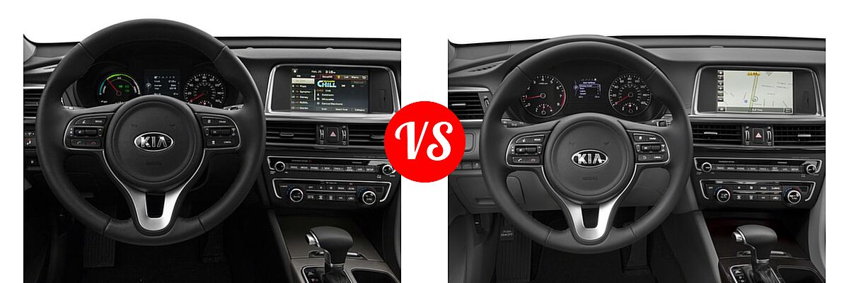 2018 Kia Optima Hybrid Sedan EX / Premium vs. 2018 Kia Optima Sedan EX / LX / LX 1.6T - Dashboard Comparison