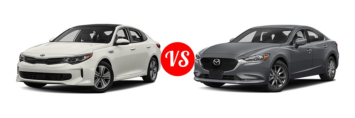 2018 Kia Optima Hybrid Sedan EX / Premium vs. 2018 Mazda 6 Sedan Sport - Front Left Comparison