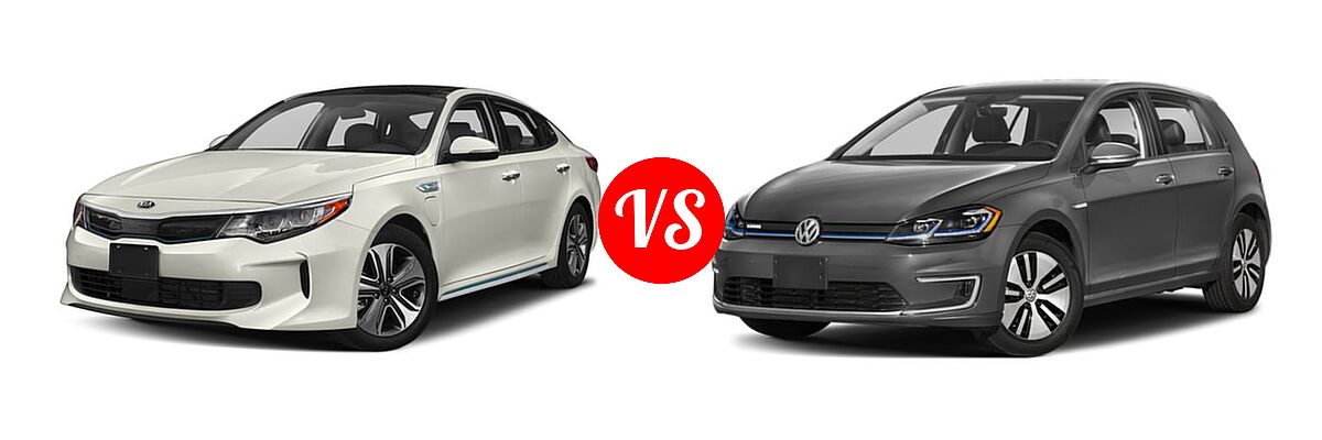 2018 Kia Optima Plug-In Hybrid Sedan EX vs. 2018 Volkswagen e-Golf Hatchback Electric SE / SEL / SEL Premium - Front Left Comparison