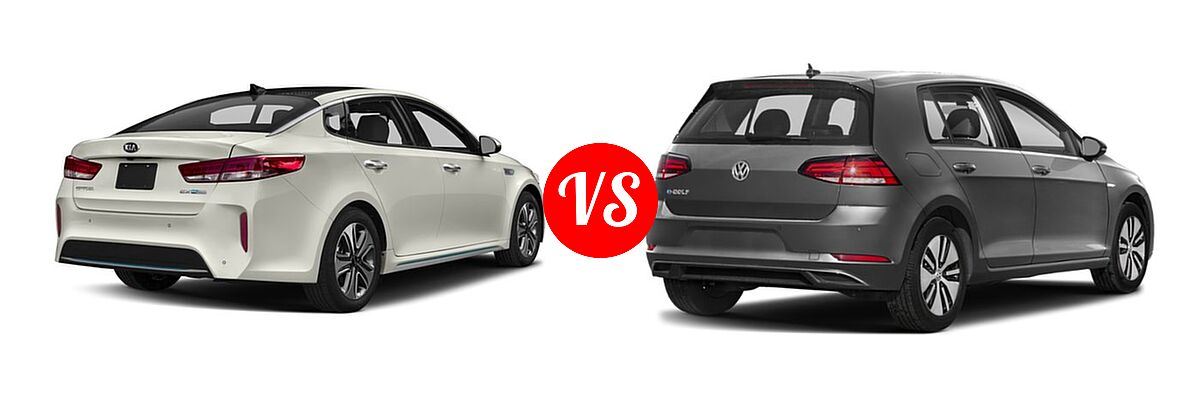 2018 Kia Optima Plug-In Hybrid Sedan EX vs. 2018 Volkswagen e-Golf Hatchback Electric SE / SEL / SEL Premium - Rear Right Comparison