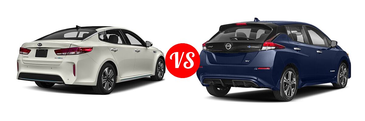 2018 Kia Optima Plug-In Hybrid Sedan EX vs. 2020 Nissan Leaf Hatchback Electric S / S PLUS / SL PLUS / SV / SV PLUS - Rear Right Comparison