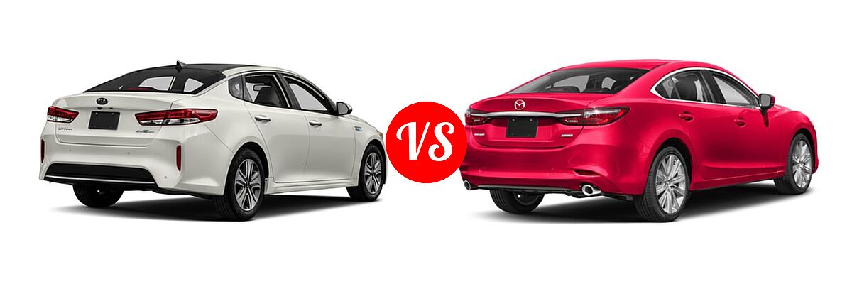 2018 Kia Optima Hybrid Sedan EX / Premium vs. 2018 Mazda 6 Sedan Touring - Rear Right Comparison