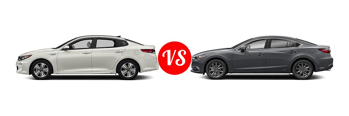 2018 Kia Optima Hybrid Sedan EX / Premium vs. 2018 Mazda 6 Sedan Sport - Side Comparison