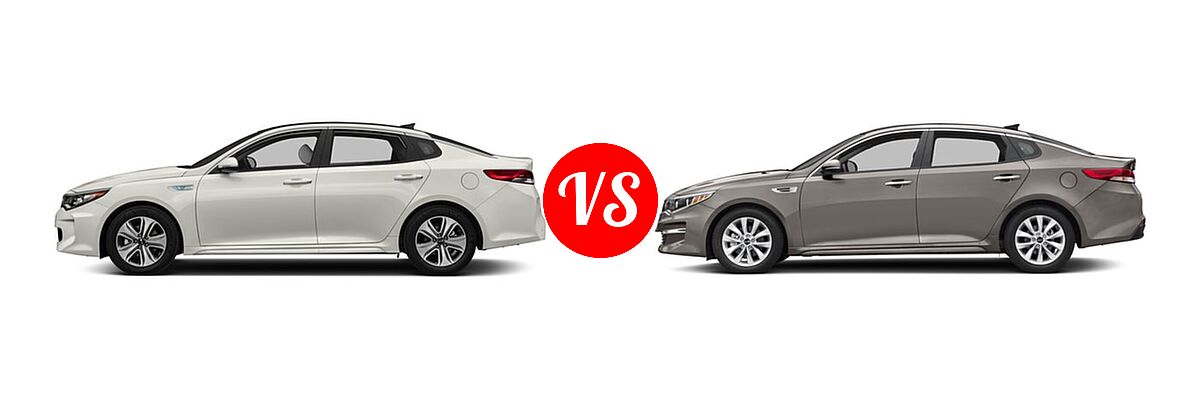 2018 Kia Optima Hybrid Sedan EX / Premium vs. 2018 Kia Optima Sedan EX / LX / LX 1.6T - Side Comparison