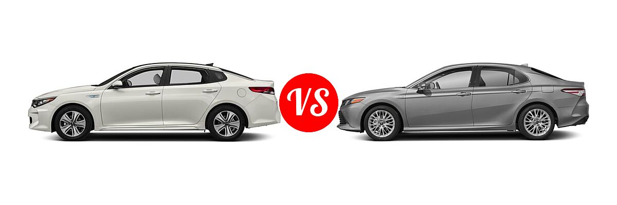 2018 Kia Optima Hybrid Sedan EX / Premium vs. 2018 Toyota Camry Hybrid Sedan Hybrid LE / Hybrid SE / Hybrid XLE - Side Comparison