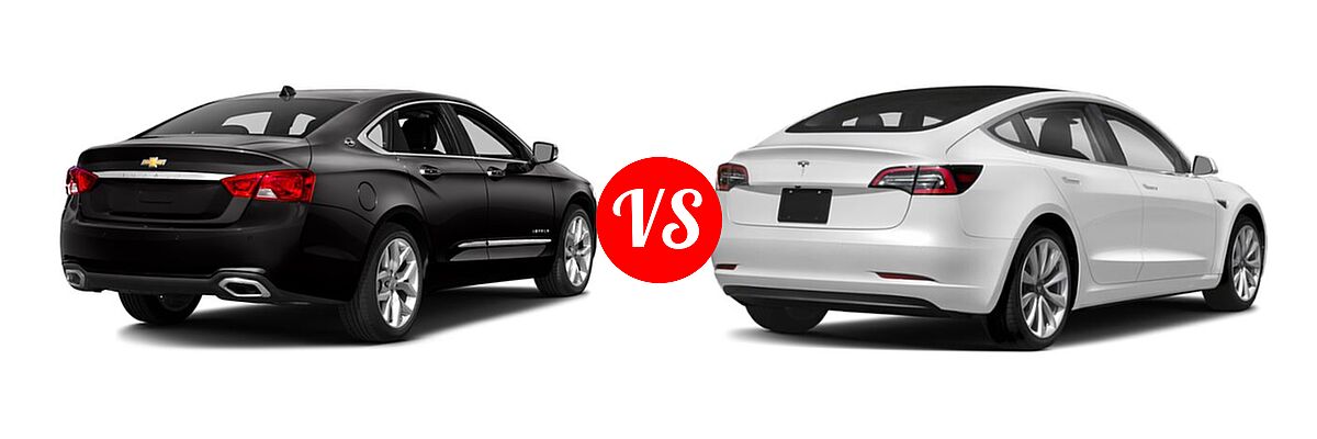 2017 Chevrolet Impala Sedan Premier vs. 2017 Tesla Model 3 Sedan Long Range / Standard - Rear Right Comparison