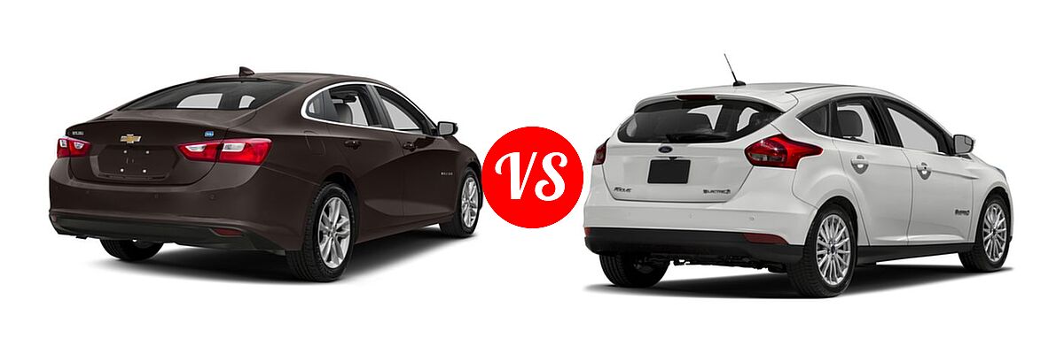 2017 Chevrolet Malibu Sedan Hybrid Hybrid vs. 2017 Ford Focus Hatchback Electric Electric - Rear Right Comparison