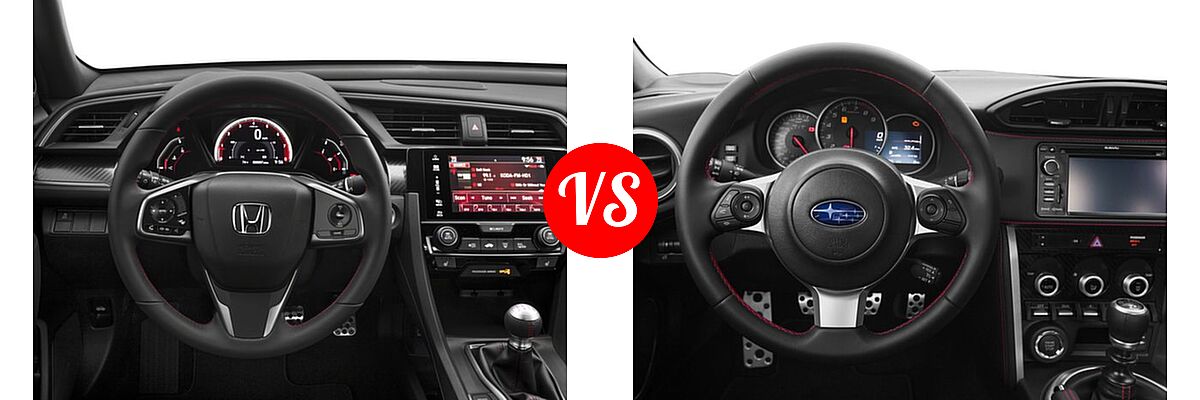 2018 Honda Civic Coupe Manual w/High Performance Tires vs. 2018 Subaru BRZ Coupe Limited / Premium - Dashboard Comparison