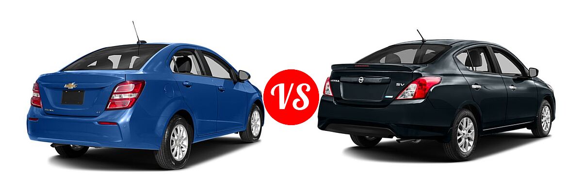 2017 Chevrolet Sonic Sedan LS / LT / Premier vs. 2017 Nissan Versa Sedan S / S Plus / SV - Rear Right Comparison