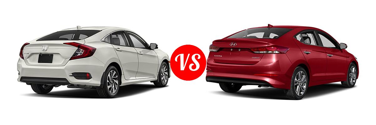 2018 Honda Civic Sedan EX vs. 2018 Hyundai Elantra Sedan Limited - Rear Right Comparison