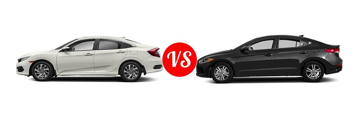 2018 Honda Civic Sedan EX vs. 2018 Hyundai Elantra Sedan SE / SEL / Value Edition - Side Comparison