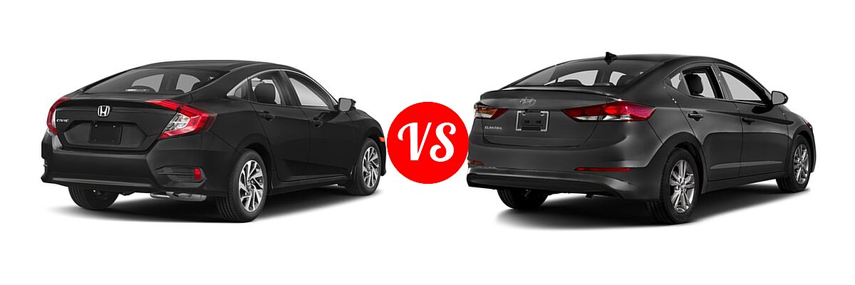 2018 Honda Civic Sedan EX vs. 2018 Hyundai Elantra Sedan SE / SEL / Value Edition - Rear Right Comparison