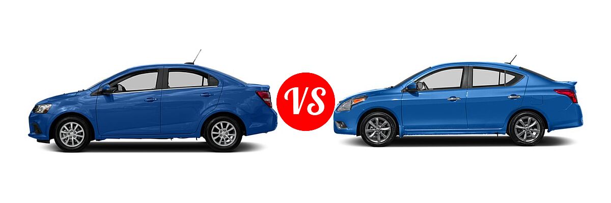 2017 Chevrolet Sonic Sedan LS / LT / Premier vs. 2017 Nissan Versa Sedan SL - Side Comparison
