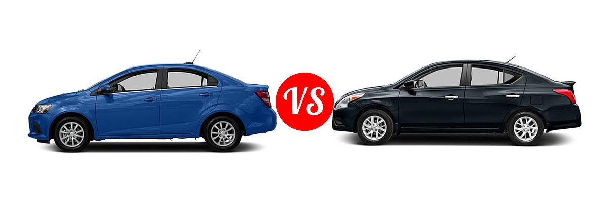 2017 Chevrolet Sonic Sedan LS / LT / Premier vs. 2017 Nissan Versa Sedan S / S Plus / SV - Side Comparison