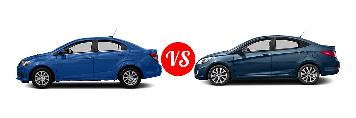2017 Chevrolet Sonic Sedan LS / LT / Premier vs. 2017 Hyundai Accent Sedan Value Edition - Side Comparison