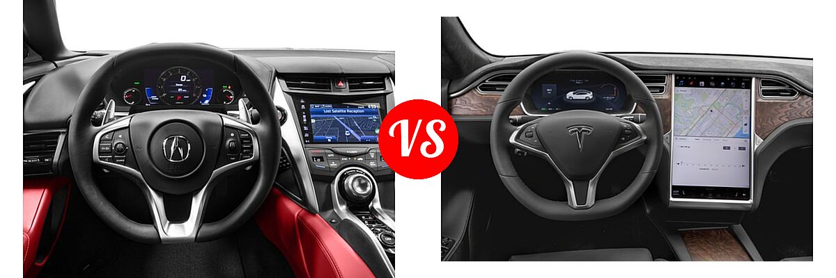 2018 Acura NSX Coupe Coupe vs. 2018 Tesla Model S Sedan 100D / 75D / P100D - Dashboard Comparison