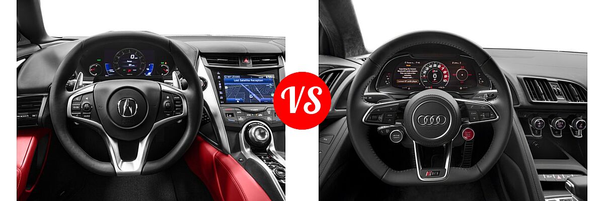 2018 Acura NSX Coupe Coupe vs. 2018 Audi R8 Coupe V10 / V10 plus - Dashboard Comparison