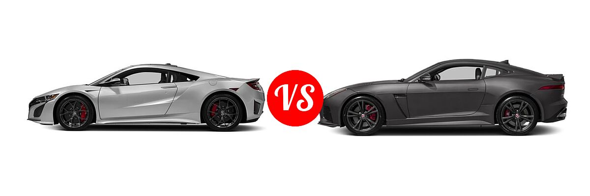 2018 Acura NSX Coupe Coupe vs. 2018 Jaguar F-TYPE SVR Coupe SVR - Side Comparison