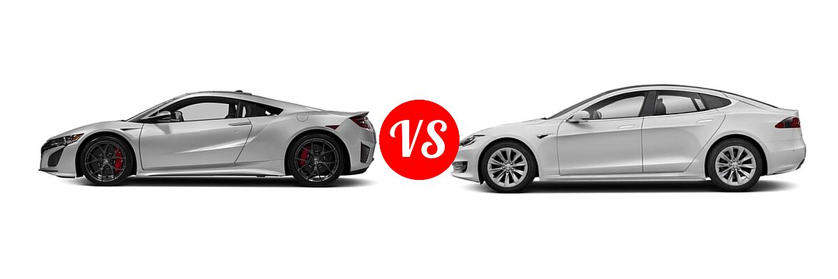 2018 Acura NSX Coupe Coupe vs. 2018 Tesla Model S Sedan 100D / 75D / P100D - Side Comparison