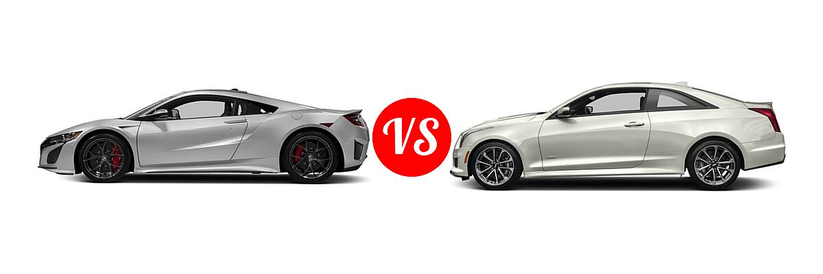 2018 Acura NSX Coupe Coupe vs. 2018 Cadillac ATS-V Coupe 2dr Cpe - Side Comparison