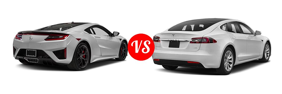2018 Acura NSX Coupe Coupe vs. 2018 Tesla Model S Sedan 100D / 75D / P100D - Rear Right Comparison