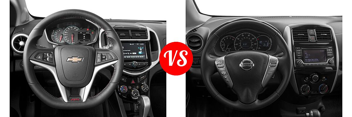 2017 Chevrolet Sonic Hatchback LT / Premier vs. 2017 Nissan Versa Note Hatchback S Plus / SV - Dashboard Comparison