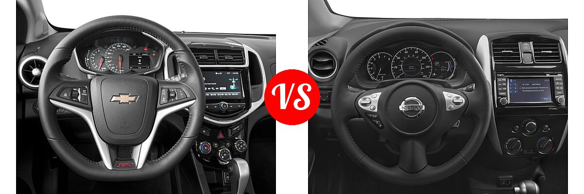 2017 Chevrolet Sonic Hatchback LT / Premier vs. 2017 Nissan Versa Note Hatchback SR - Dashboard Comparison