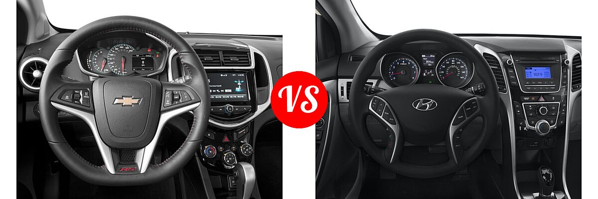 2017 Chevrolet Sonic Hatchback LT / Premier vs. 2017 Hyundai Elantra GT Hatchback Auto / Manual - Dashboard Comparison