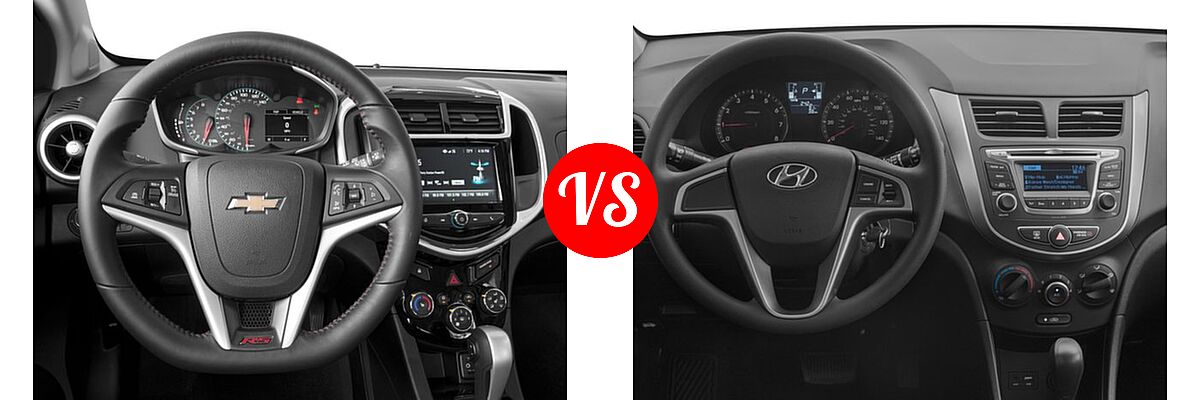 2017 Chevrolet Sonic Hatchback LT / Premier vs. 2017 Hyundai Accent Hatchback SE - Dashboard Comparison