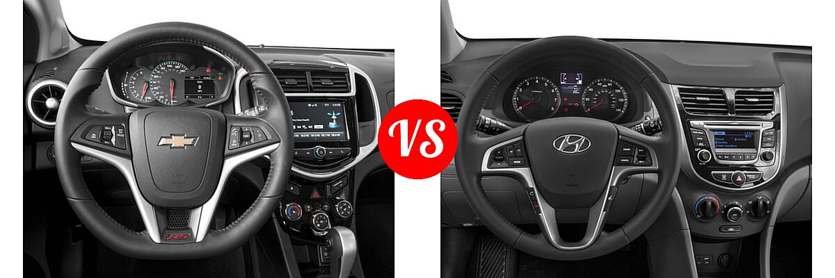 2017 Chevrolet Sonic Hatchback LT / Premier vs. 2017 Hyundai Accent Hatchback Sport - Dashboard Comparison
