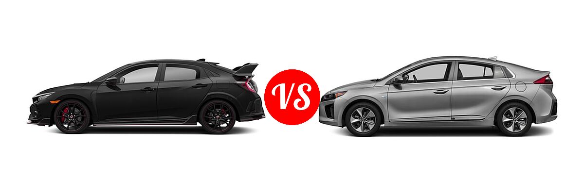 2018 Honda Civic Type R Touring Hatchback Touring vs. 2018 Hyundai Ioniq Electric Hatchback Electric Hatchback / Limited - Side Comparison