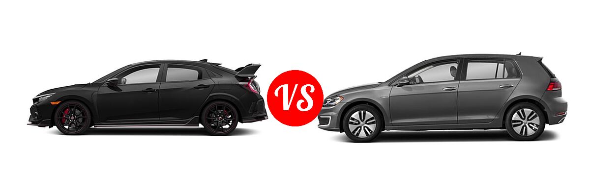 2018 Honda Civic Type R Touring Hatchback Touring vs. 2018 Volkswagen e-Golf Hatchback Electric SE / SEL / SEL Premium - Side Comparison