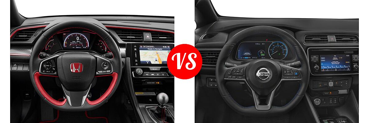 2018 Honda Civic Type R Touring Hatchback Touring vs. 2018 Nissan Leaf Hatchback S / SL / SV - Dashboard Comparison