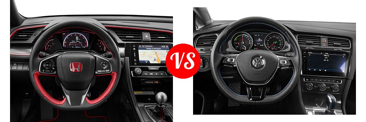 2018 Honda Civic Type R Touring Hatchback Touring vs. 2018 Volkswagen e-Golf Hatchback Electric SE / SEL / SEL Premium - Dashboard Comparison