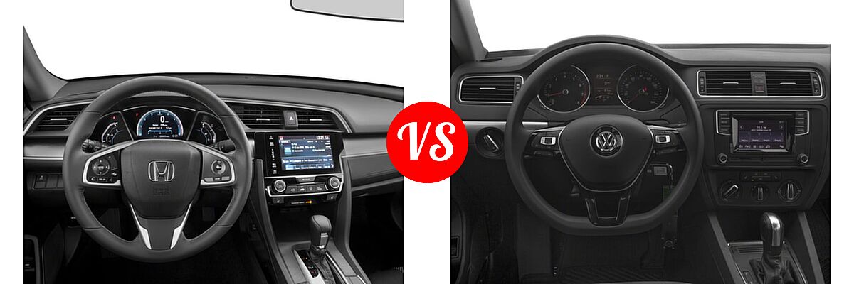 2018 Honda Civic Sedan EX-T vs. 2018 Volkswagen Jetta Sedan 1.4T S / 1.4T SE / 1.4T Wolfsburg Edition / 1.8T SE Sport / 1.8T SEL - Dashboard Comparison