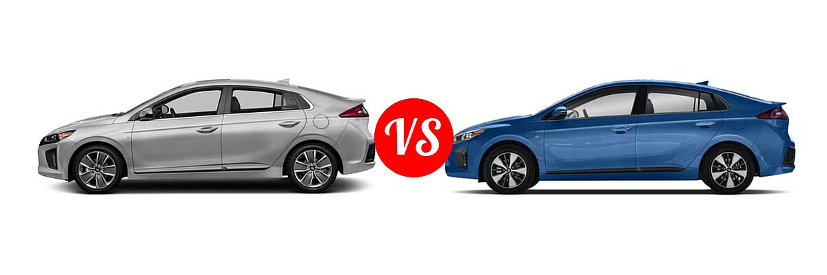 2018 Hyundai Ioniq Hybrid Hatchback Blue / Limited / SEL vs. 2018 Hyundai Ioniq Plug-In Hybrid Hatchback Limited - Side Comparison