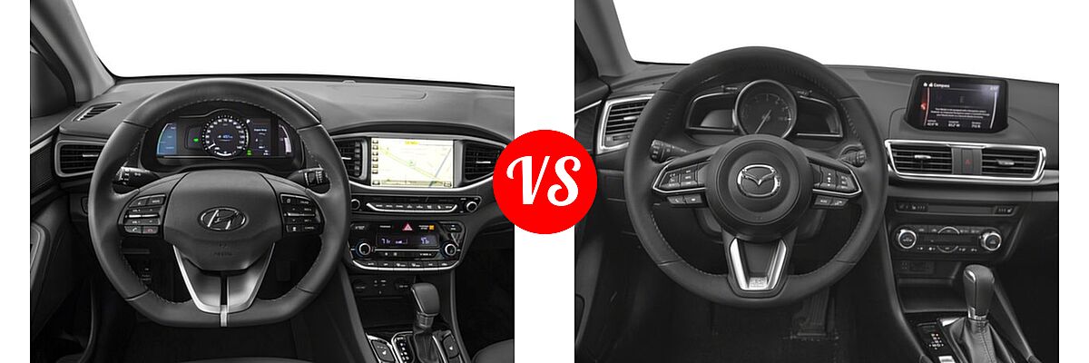 2018 Hyundai Ioniq Hybrid Hatchback Blue / Limited / SEL vs. 2018 Mazda 3 Hatchback Grand Touring - Dashboard Comparison