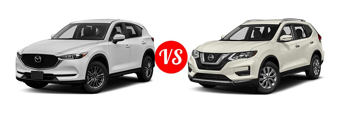2018 Mazda CX-5 SUV Sport vs. 2018 Nissan Rogue SUV S / SV - Front Left Comparison