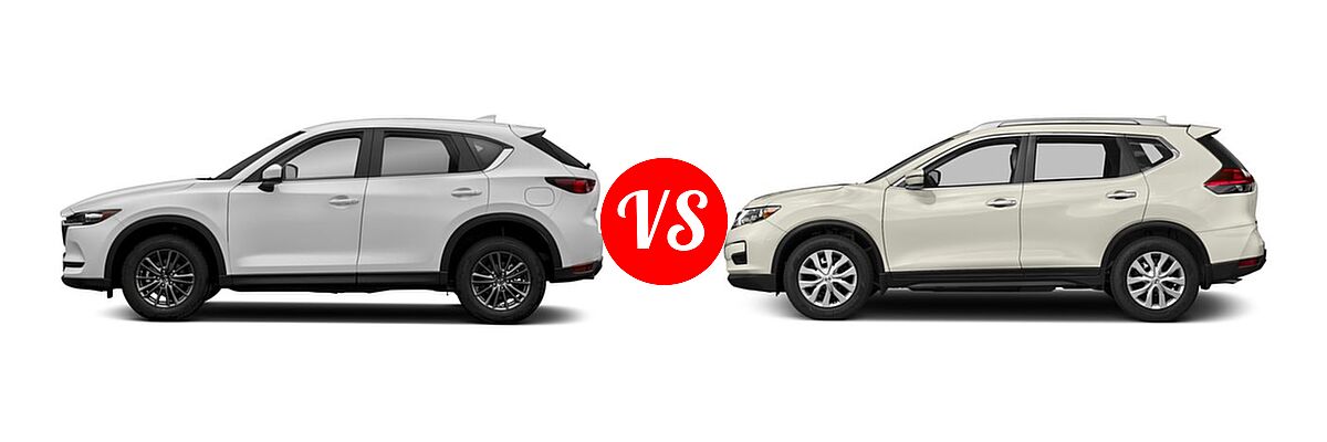 2018 Mazda CX-5 SUV Sport vs. 2018 Nissan Rogue SUV S / SV - Side Comparison