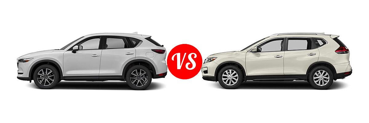 2018 Mazda CX-5 SUV Grand Touring vs. 2018 Nissan Rogue SUV S / SV - Side Comparison