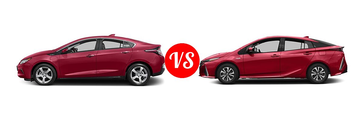 2017 Chevrolet Volt Hatchback LT / Premier vs. 2017 Toyota Prius Prime Hatchback Advanced / Plus / Premium - Side Comparison