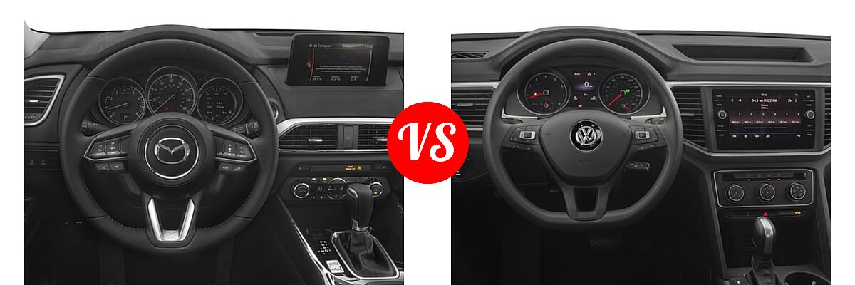 2018 Mazda CX-9 SUV Sport vs. 2018 Volkswagen Atlas SUV 2.0T S / 2.0T SE / 2.0T SE w/Technology / 2.0T SEL / 3.6L V6 Launch Edition / 3.6L V6 S / 3.6L V6 SE / 3.6L V6 SE w/Technology / 3.6L V6 SEL / 3.6L V6 SEL Premium - Dashboard Comparison