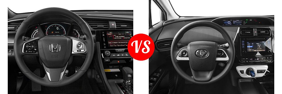 2018 Honda Civic Hatchback Sport Touring vs. 2018 Toyota Prius Hatchback Two Eco - Dashboard Comparison