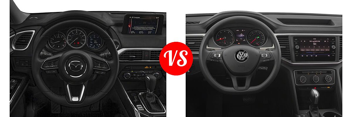 2018 Mazda CX-9 SUV Touring vs. 2018 Volkswagen Atlas SUV 2.0T S / 2.0T SE / 2.0T SE w/Technology / 2.0T SEL / 3.6L V6 Launch Edition / 3.6L V6 S / 3.6L V6 SE / 3.6L V6 SE w/Technology / 3.6L V6 SEL / 3.6L V6 SEL Premium - Dashboard Comparison