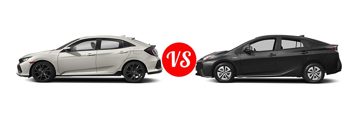 2018 Honda Civic Hatchback Sport Touring vs. 2018 Toyota Prius Hatchback Two Eco - Side Comparison