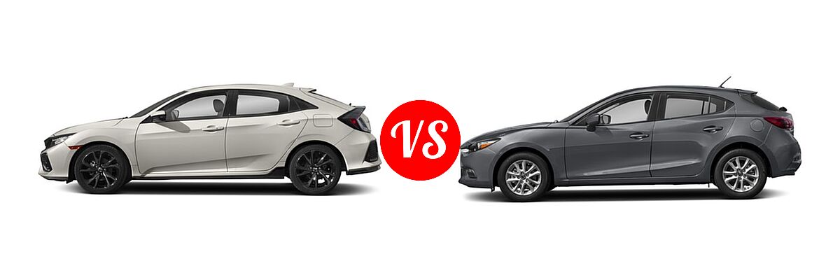 2018 Honda Civic Hatchback Sport Touring vs. 2018 Mazda 3 Hatchback Sport - Side Comparison