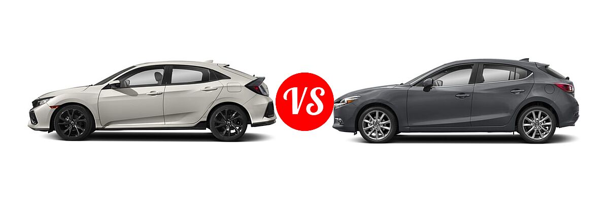2018 Honda Civic Hatchback Sport Touring vs. 2018 Mazda 3 Hatchback Grand Touring - Side Comparison